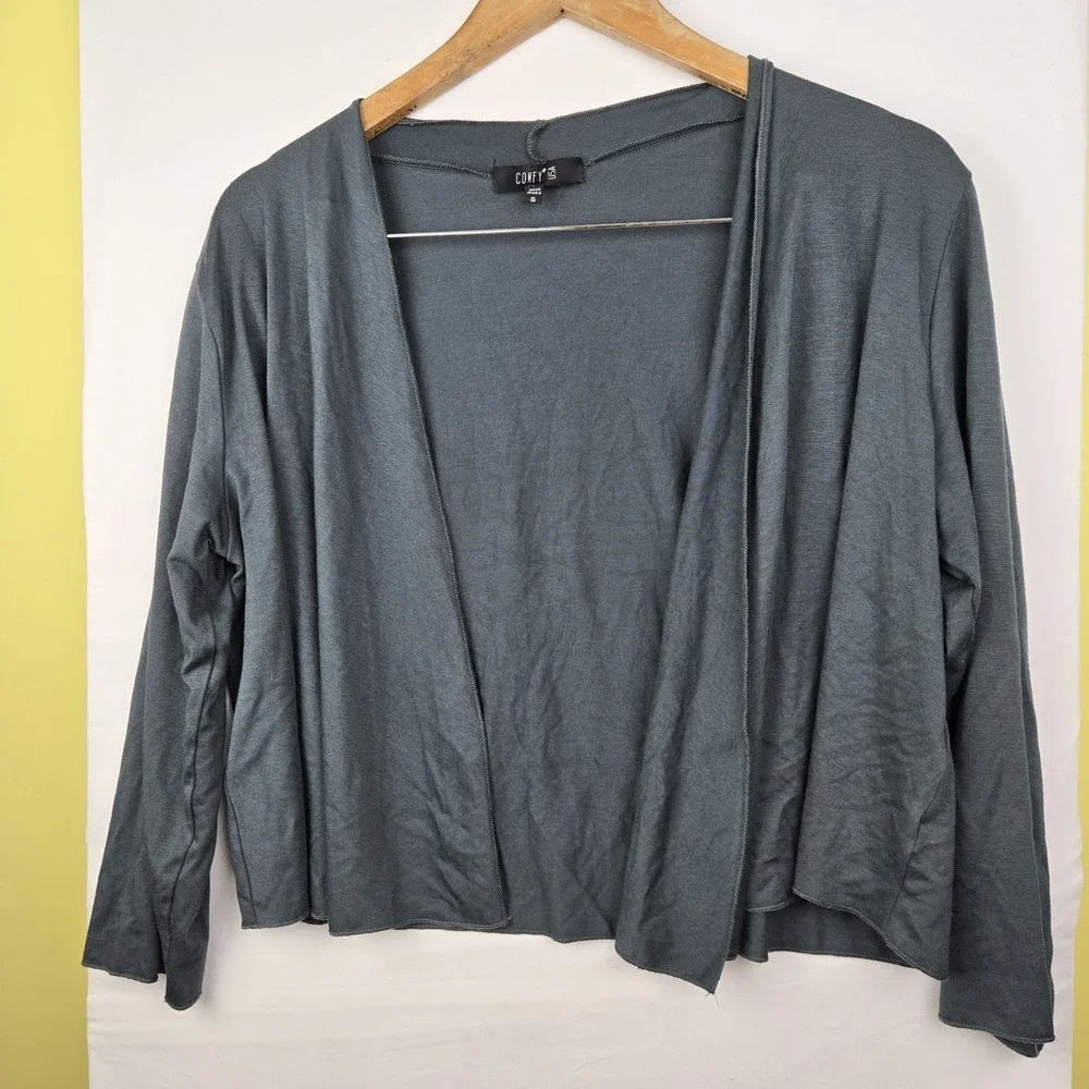 Comfy USA Womens Small Open Front Drape Slouchy Cardigan Crop Modal Blend